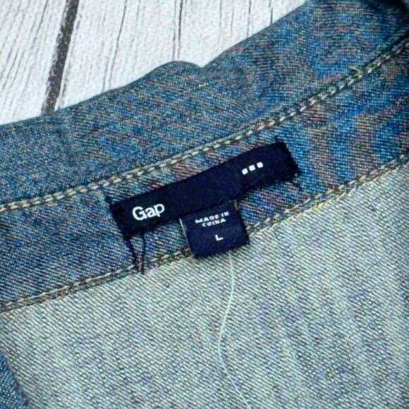 NWT Gap 1969 Women's Blue Denim Long Sleeve Button Up Western Shirt Size Large - Picture 5 of 5